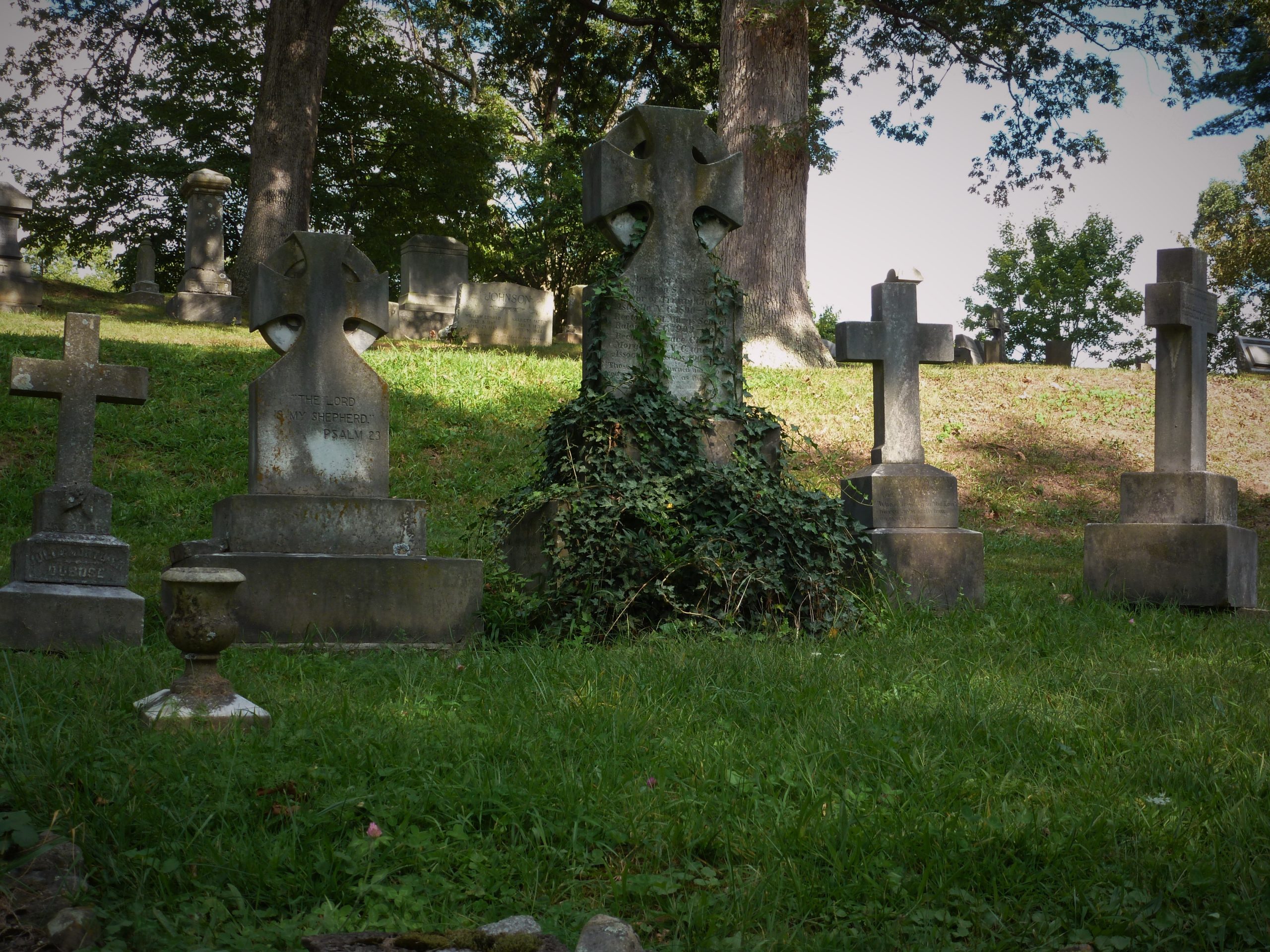 Celtic crosses at Riverside Cemetery in Asheville, NC