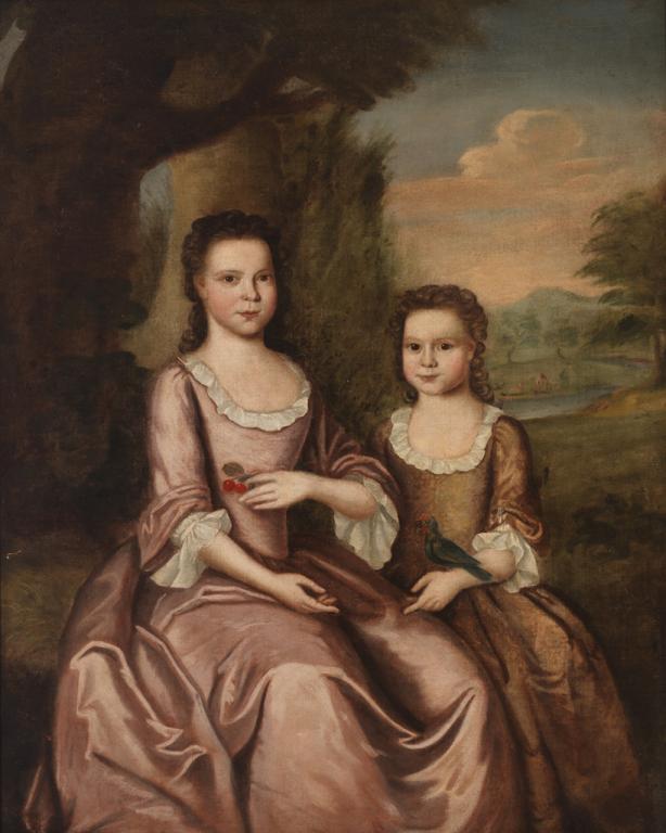 Painting of 2 Girls in early Colonial style