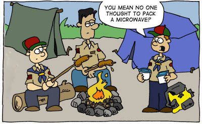 cartoon scout troop with no microwave