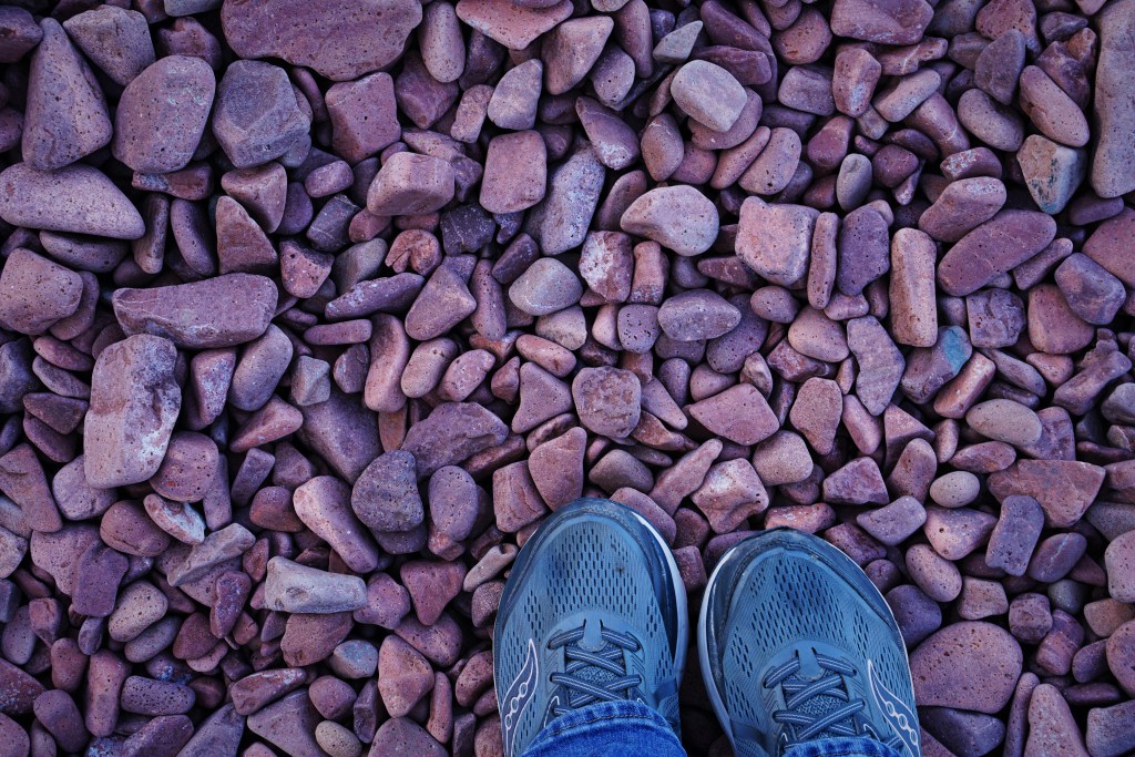 pink lava rocks at Iona's Beach