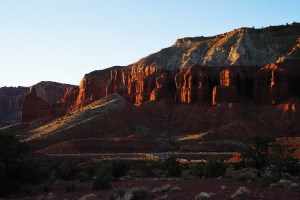 sandstone cliffs at sunset