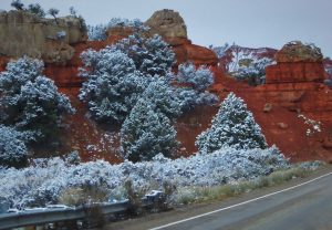 Bryce Canyon entrance in the snow